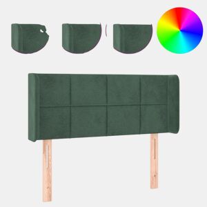 vidaXL Cabeceira cama c luzes LED veludo 93x16x7888 cm verde-escuro