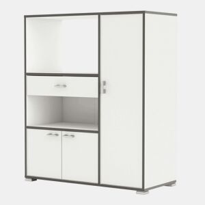 Aparador de Cozinha com Armazenamento Branco e Cinza 90x107x40 cm