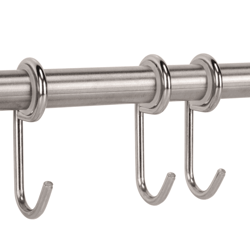 Cabide Adesivo Supra Kitchen com 5 Ganchos em Cinza com Medidas em Aço Inoxidável 43x5x7,7 cm
