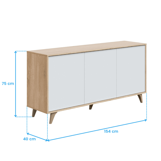 Pacote completo de móveis para sala de estar em branco e carvalho nórdico (armário de TV + aparador + vitrine + mesa de jantar + mesa de centro) Pacote completo de móveis para sala de estar em branco e carvalho nórdico (armário de TV + aparador + vitrine + mesa de jantar + mesa de centro)