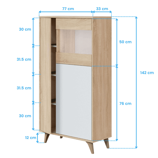 Pacote completo de móveis para sala de estar em branco e carvalho nórdico (armário de TV + aparador + vitrine + mesa de jantar + mesa de centro) Pacote completo de móveis para sala de estar em branco e carvalho nórdico (armário de TV + aparador + vitrine + mesa de jantar + mesa de centro)