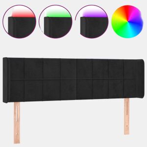 vidaXL Cabeceira de cama c luzes LED veludo 147x16x7888 cm preto