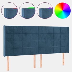 vidaXL Cabeceira cama c luzes LED veludo 163x16x118128cm azul-escuro