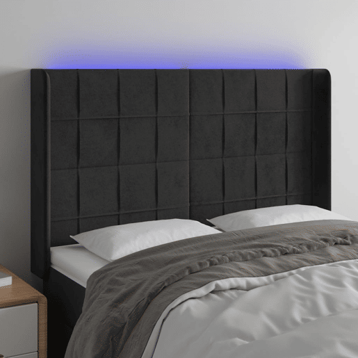 vidaXL Cabeceira de cama c luzes LED veludo 147x16x118128 cm preto vidaXL Cabeceira de cama c luzes LED veludo 147x16x118128 cm preto