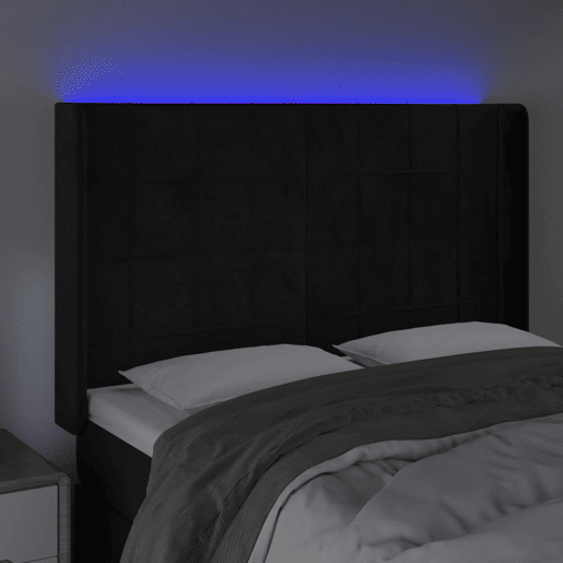 vidaXL Cabeceira de cama c luzes LED veludo 147x16x118128 cm preto vidaXL Cabeceira de cama c luzes LED veludo 147x16x118128 cm preto