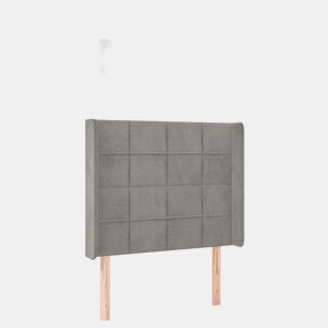 vidaXL Cabeceira cama c luzes LED veludo 83x16x118128 cm cinza-claro