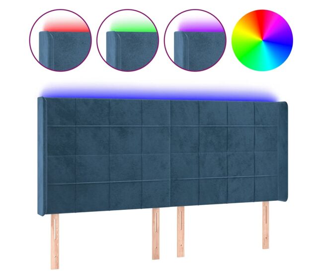 Vidaxl cabecero con led de terciopelo azul oscuro 203x16x118/128 cm