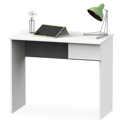 Pacote com mesa de escritório Turin e 2 prateleiras na cor branca. Pacote com mesa de escritório Turin e 2 prateleiras na cor branca.