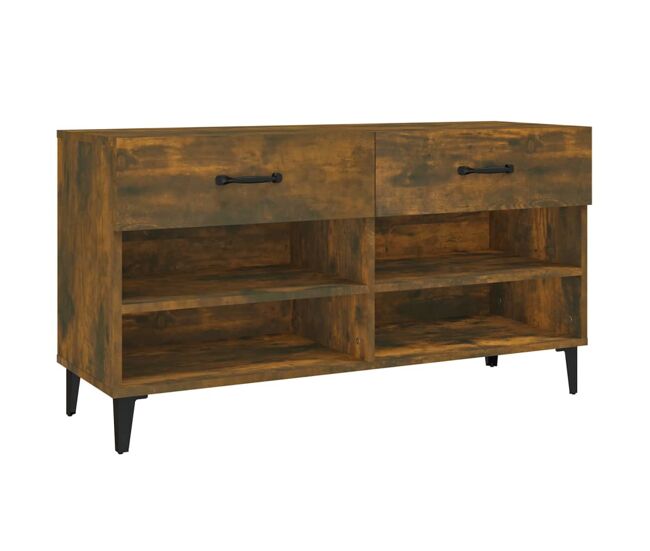 Vidaxl mueble zapatero madera contrachapada roble ahumado 102x35x55 cm