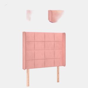 vidaXL Cabeceira de cama c luzes LED veludo 103x16x118128 cm rosa