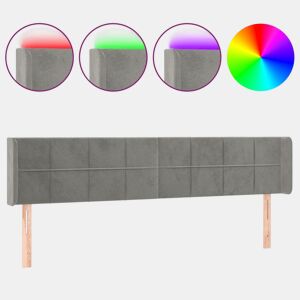 vidaXL Cabeceira cama c luzes LED veludo 183x16x7888 cm cinza-claro