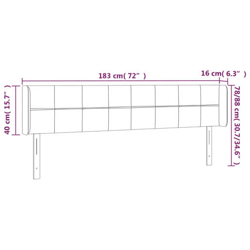 vidaXL Cabeceira cama c luzes LED veludo 183x16x7888 cm cinza-claro