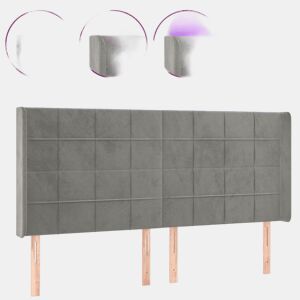 vidaXL Cabeceira cama c luzes LED veludo 163x16x118128cm cinza-claro