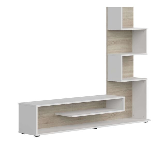 Pack muebles de salón snake mueble tv, mesa de centro y mesa de comedor roble sonoma y nymphaea alba