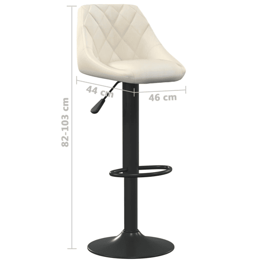 vidaXL Banco de bar veludo cor creme