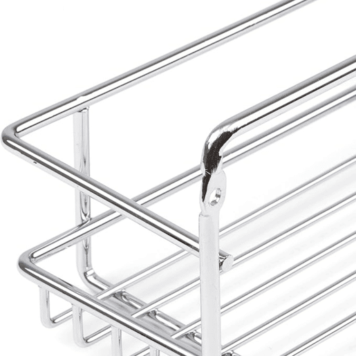 Conjunto de prateleiras de cozinha Supra cromadas com porta-temperos em aço 27x10 cm, modelo Supra