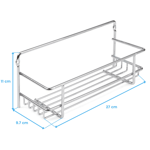Conjunto de prateleiras de cozinha Supra cromadas com porta-temperos em aço 27x10 cm, modelo Supra