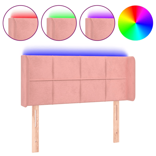 vidaXL Cabeceira de cama c luzes LED veludo 83x16x7888 cm rosa vidaXL Cabeceira de cama c luzes LED veludo 83x16x7888 cm rosa