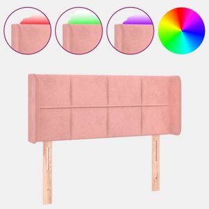 vidaXL Cabeceira de cama c luzes LED veludo 83x16x7888 cm rosa