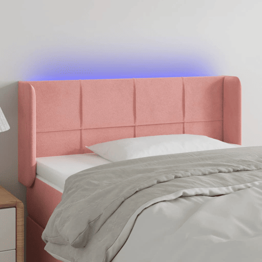 vidaXL Cabeceira de cama c luzes LED veludo 83x16x7888 cm rosa vidaXL Cabeceira de cama c luzes LED veludo 83x16x7888 cm rosa