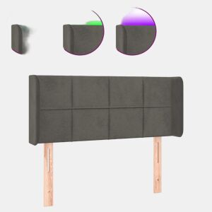 vidaXL Cabeceira cama c luzes LED veludo 93x16x7888cm cinza-escuro