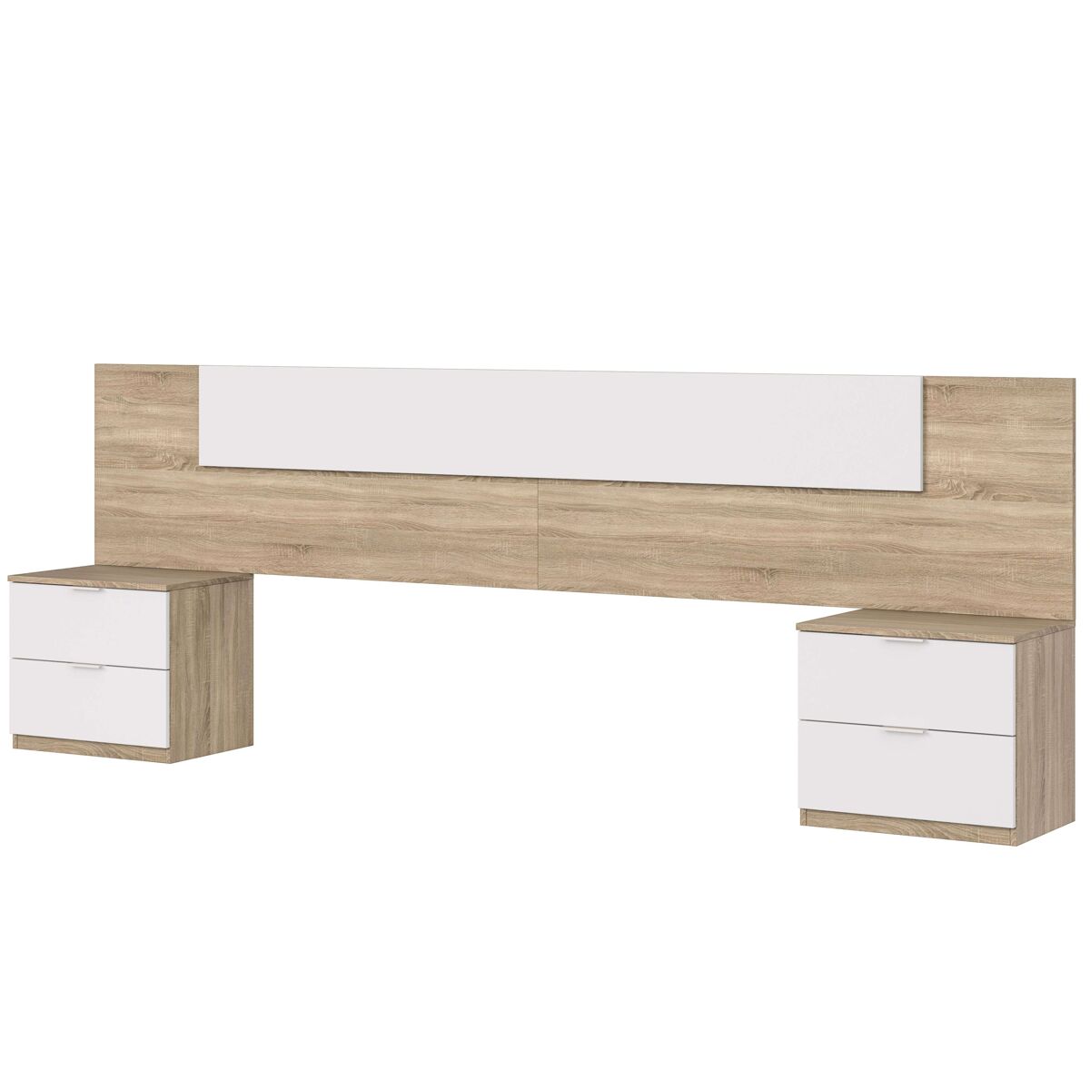 Pack muebles dormitorio matrimonio luca completo color roble y blanco habitación moderno (cabecero + armario)