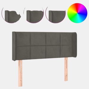 vidaXL Cabeceira cama c luzes LED veludo 83x16x7888cm cinza-escuro