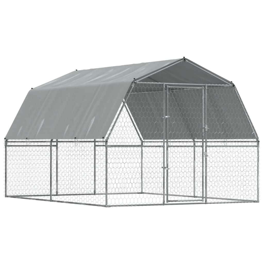 Vidaxl jaula para perros con techo y puerta acero galvanizado plateado