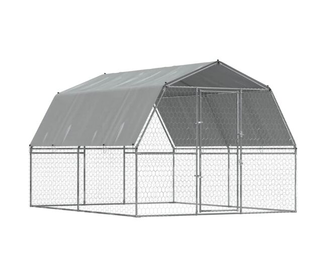 Vidaxl jaula para perros con techo y puerta acero galvanizado plateado