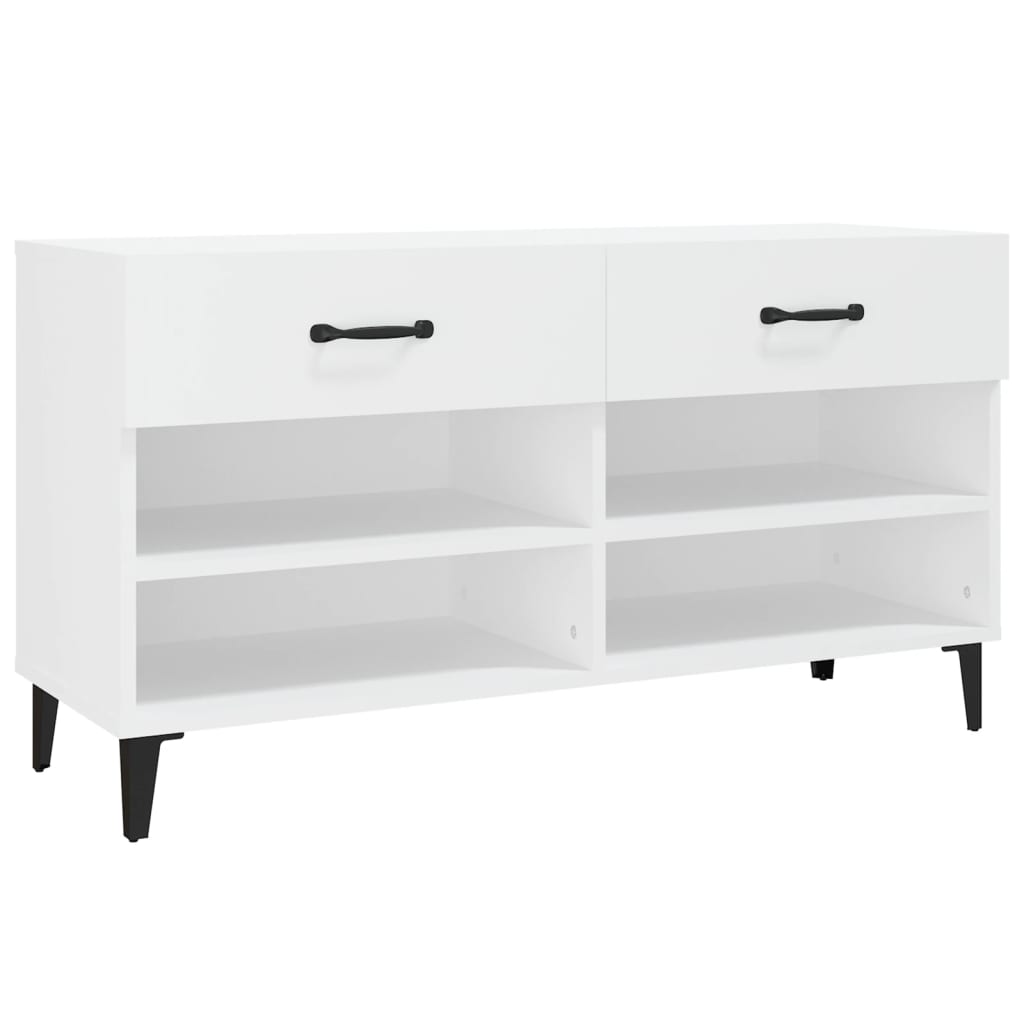 Vidaxl mueble zapatero madera contrachapada blanco 102x35x55 cm