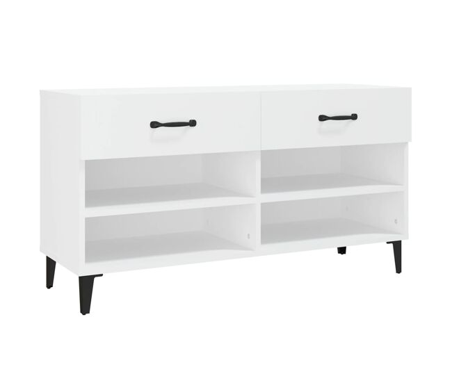 Vidaxl mueble zapatero madera contrachapada blanco 102x35x55 cm