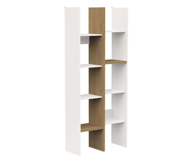 Estantería Alta Librería Acces Color Roble Hamilton y Blanco 76x183x33 cm