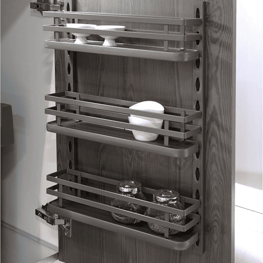 Porta-tempero Titane Kitchen em aço cinza antracite com kit 32,735x10 cm Largura 35 cm Altura 54,6 cm