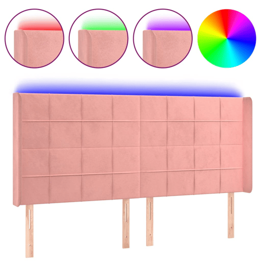 vidaXL Cabeceira de cama c luzes LED veludo 163x16x118128 cm rosa vidaXL Cabeceira de cama c luzes LED veludo 163x16x118128 cm rosa