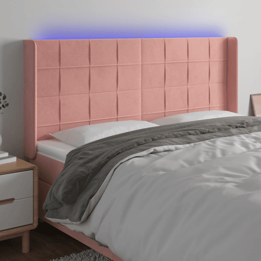 vidaXL Cabeceira de cama c luzes LED veludo 163x16x118128 cm rosa vidaXL Cabeceira de cama c luzes LED veludo 163x16x118128 cm rosa