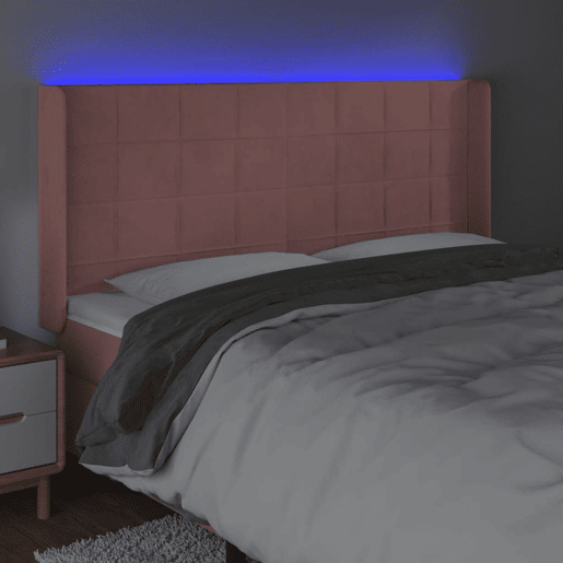 vidaXL Cabeceira de cama c luzes LED veludo 163x16x118128 cm rosa vidaXL Cabeceira de cama c luzes LED veludo 163x16x118128 cm rosa