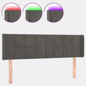 vidaXL Cabeceira cama c luzes LED veludo 147x16x7888cm cinza-escuro
