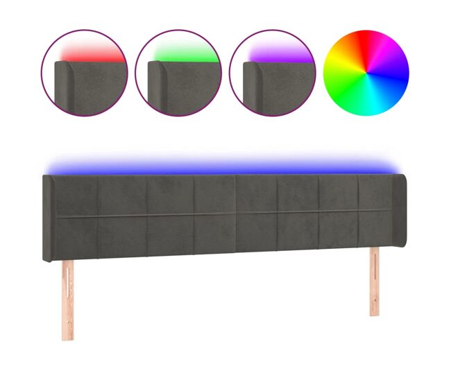 Vidaxl cabecero con led de terciopelo gris oscuro 183x16x78/88 cm