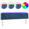 vidaXL Cabeceira cama c luzes LED veludo 203x16x7888 cm azul-escuro