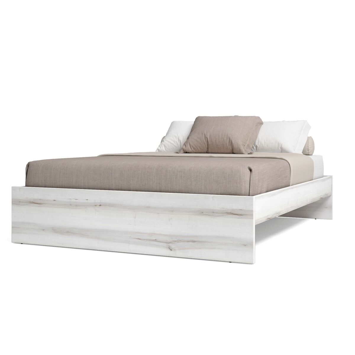 Cama para dormitorio habitación de matrimonio aro estilo contemporáneo en color blanco 150x190 cm