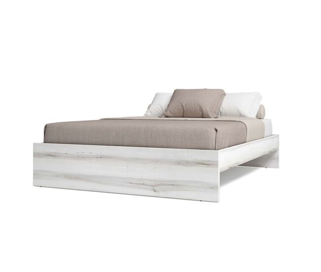 Cama para dormitorio habitación de matrimonio aro estilo contemporáneo en color blanco 150x190 cm