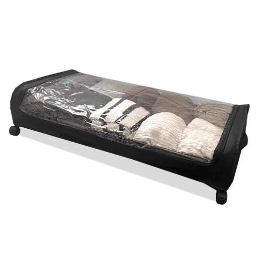 Organizador Round para debaixo da cama u2013 Dobrável com rodas e tampa transparente u2013 Compacto u2013 Nyana Home