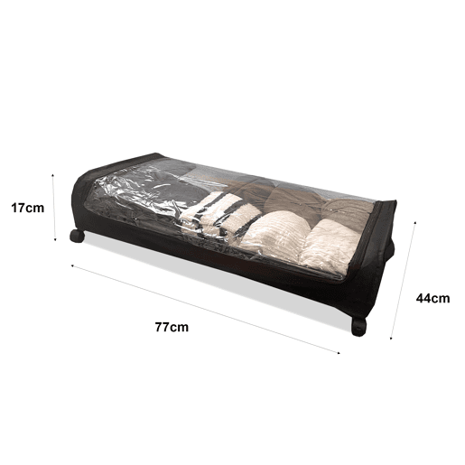 Organizador Round para debaixo da cama u2013 Dobrável com rodas e tampa transparente u2013 Compacto u2013 Nyana Home