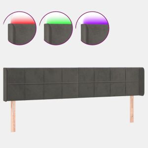 vidaXL Cabeceira cama c luzes LED veludo 203x16x7888cm cinza-escuro
