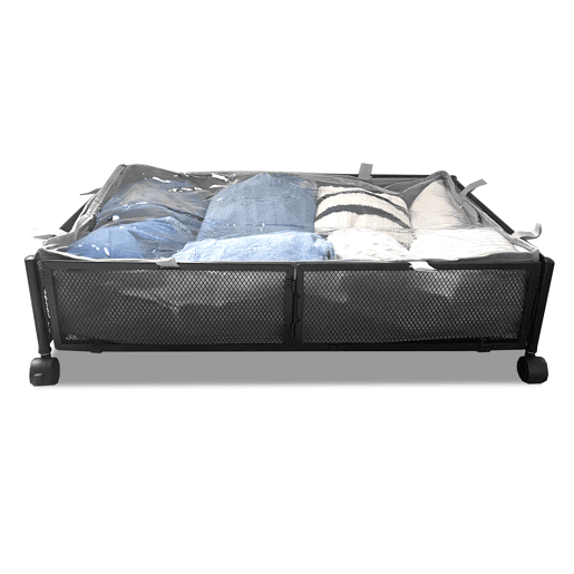 Organizador metálico com rodas para debaixo da cama u2013 Dobrável para roupas e sapatos u2013 Nyana Home