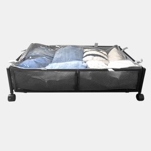 Organizador metálico com rodas para debaixo da cama u2013 Dobrável para roupas e sapatos u2013 Nyana Home