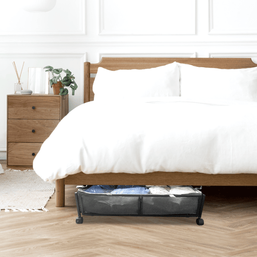 Organizador metálico com rodas para debaixo da cama u2013 Dobrável para roupas e sapatos u2013 Nyana Home