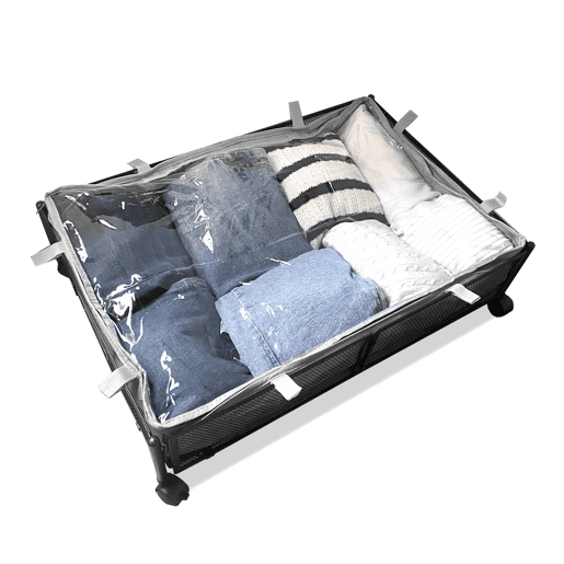 Organizador metálico com rodas para debaixo da cama u2013 Dobrável para roupas e sapatos u2013 Nyana Home