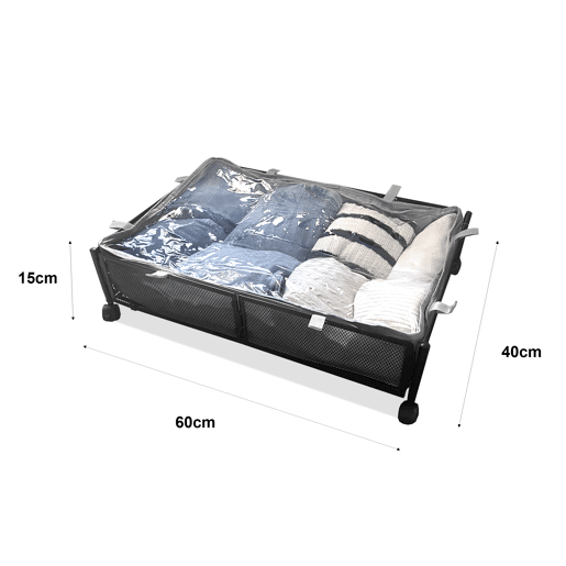 Organizador metálico com rodas para debaixo da cama u2013 Dobrável para roupas e sapatos u2013 Nyana Home