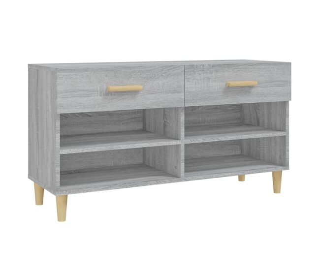 Vidaxl mueble zapatero madera contrachapada gris sonoma 102x35x55 cm